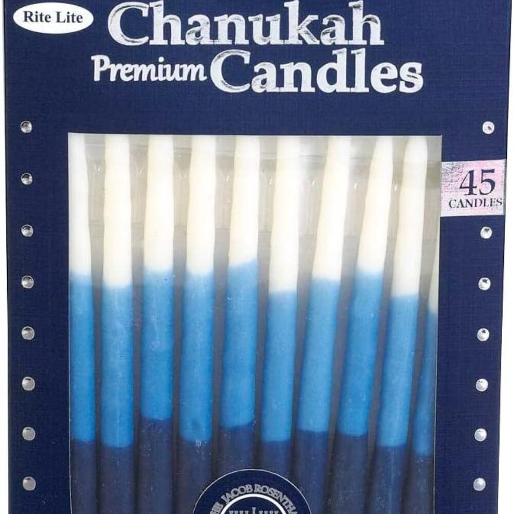 Chanukah Candles, Blue and White 45 count
